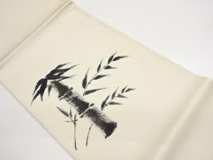 塩瀬手描き竹模様開き名古屋帯(額縁仕立て)